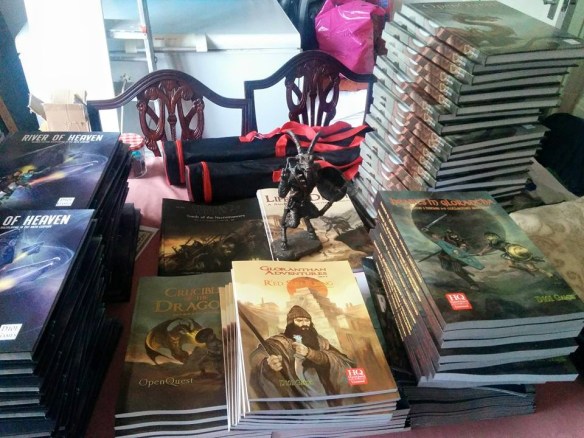 Some of the books I'll be selling at UK Games Expo.