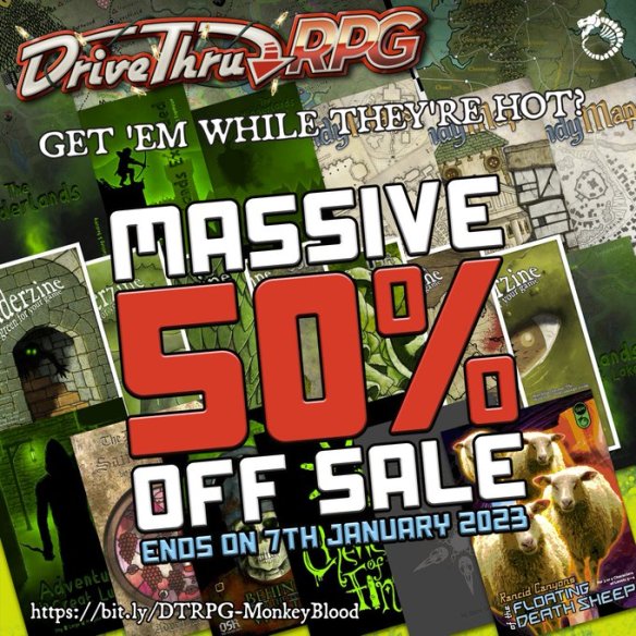 Monkey Blood 50% off sale flyer